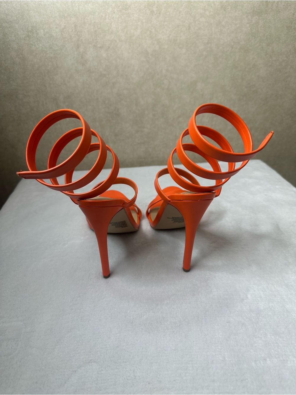 Shoe Dazzle Orange Spiral-Strap Heeled Sandals - Picture 2 of 16